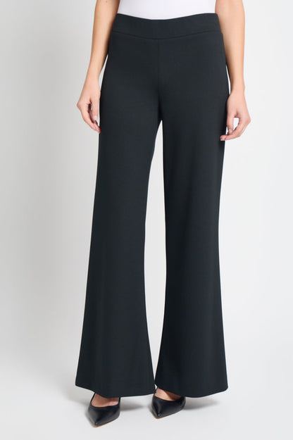 Plus Size Stretch Deco Crepe Wide-Leg Pants, Black | Ming Wang