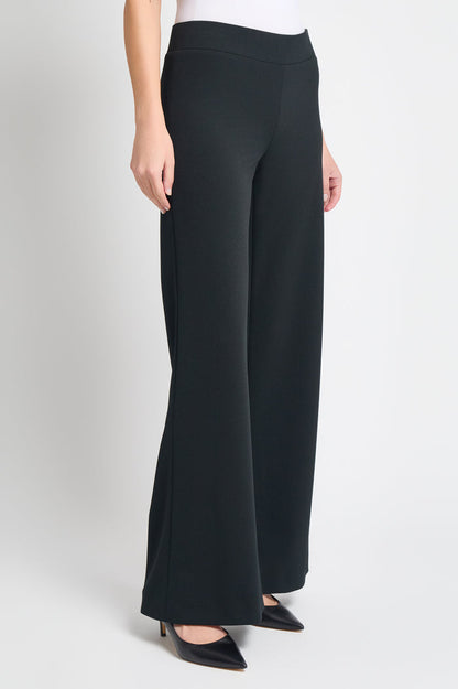 Plus Size Stretch Deco Crepe Wide-Leg Pants, Black | Ming Wang