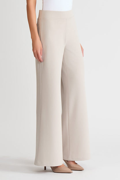 Plus Size Stretch Deco Crepe Wide-Leg Pants, Limestone, Limestone | Ming Wang