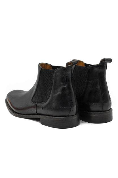 POLISHED BLACK ITALIAN LEATHER CHELSEA BOOTS
