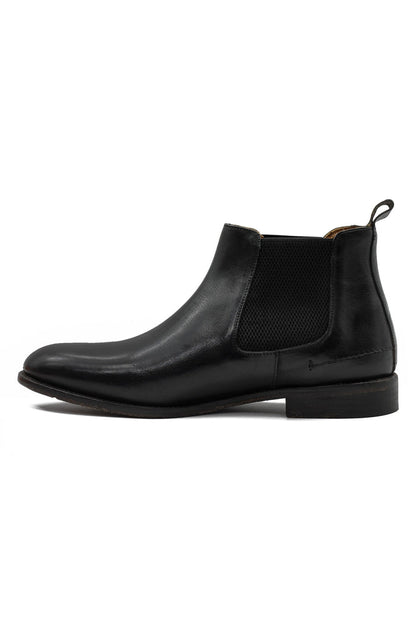 POLISHED BLACK ITALIAN LEATHER CHELSEA BOOTS