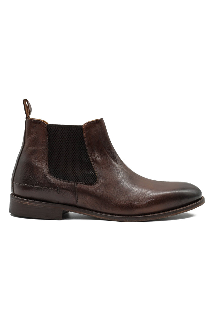 POLISHED BROWN ITALIAN LEATHER CHELSEA BOOTS