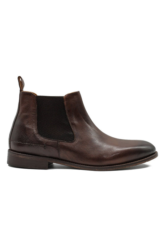 POLISHED BROWN ITALIAN LEATHER CHELSEA BOOTS