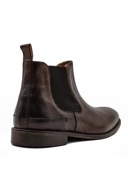 POLISHED BROWN ITALIAN LEATHER CHELSEA BOOTS