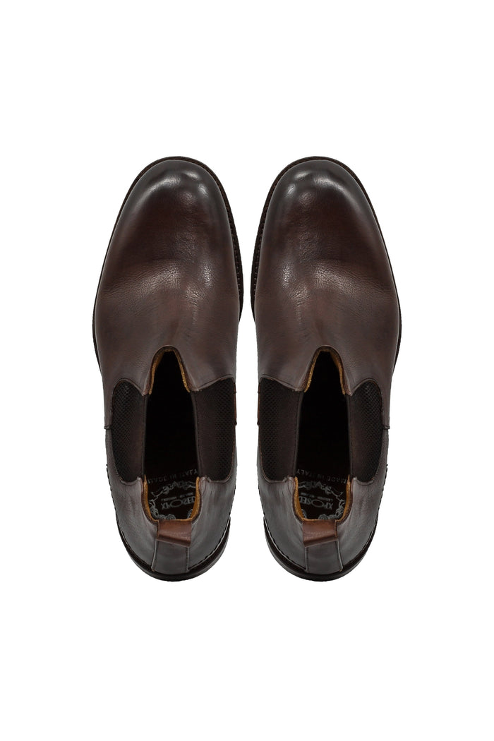 POLISHED BROWN ITALIAN LEATHER CHELSEA BOOTS