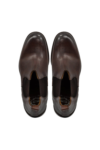 POLISHED BROWN ITALIAN LEATHER CHELSEA BOOTS