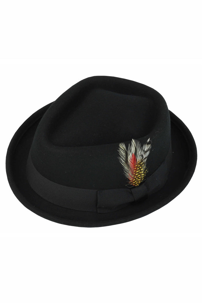 Pork Pie Hat 100% Wool Felt Diamond Shape Crown - DC 310