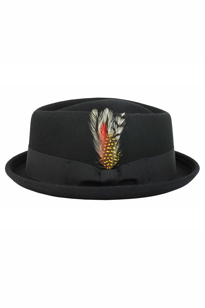 Pork Pie Hat 100% Wool Felt Diamond Shape Crown - DC 310