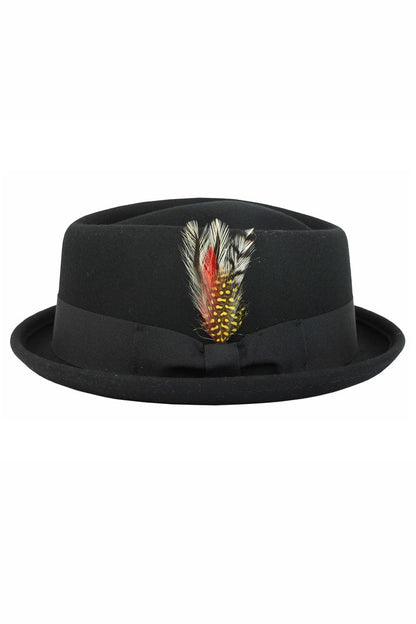 Pork Pie Hat 100% Wool Felt Diamond Shape Crown - DC 310