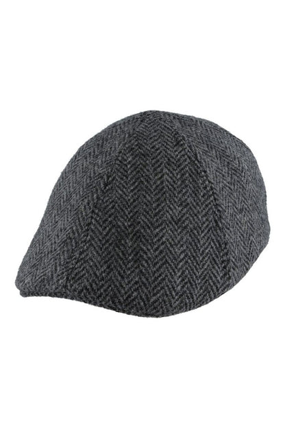 PURE WOOL HERRINGBONE DUCKBILL FLAT CAP
