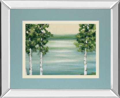 Quiet Lake By Rita Vindeszia - Mirror Framed Print Wall Art - Light Blue