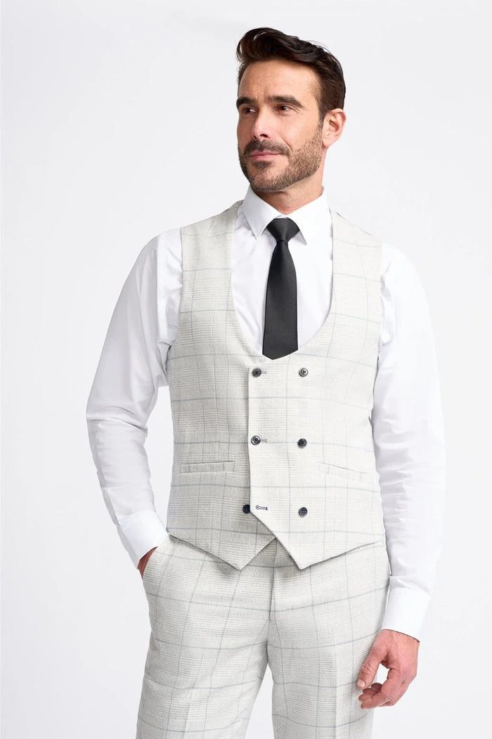 RADHIKA MENS SLIM FIT WHITE THREE PIECE SUIT