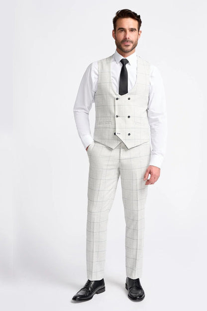 RADHIKA MENS SLIM FIT WHITE THREE PIECE SUIT