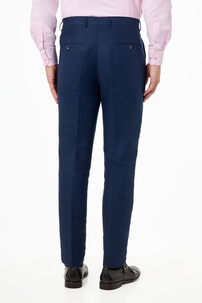 RAY – Navy Blue Pure Linen Tailored Fit Summer Suit