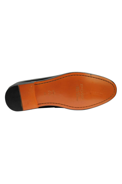 Real Leather Black Patent Tassel Loafers