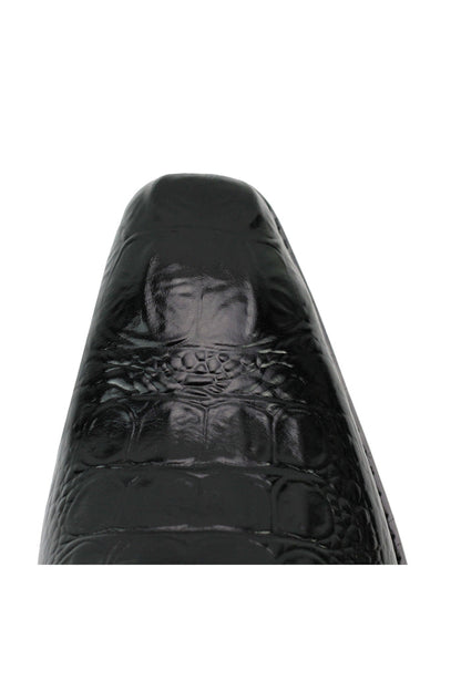 Real Leather Black Print Monk Loafers
