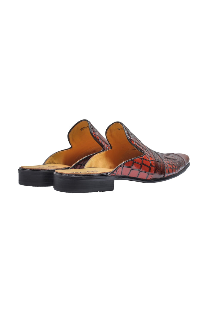 REAL LEATHER BROWN PRINTED HALF SHOES