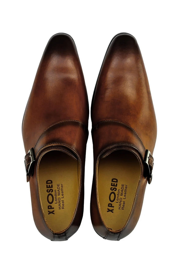Real Leather Buckle Strap Slip Loafers