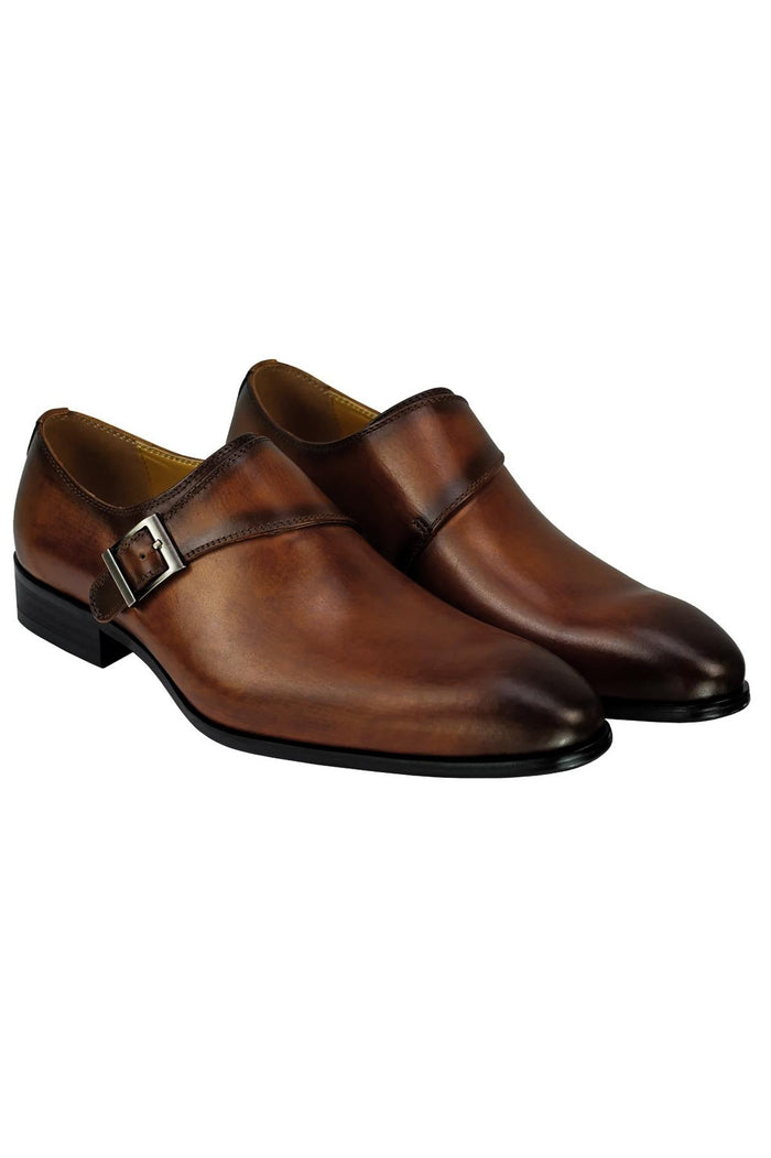Real Leather Buckle Strap Slip Loafers