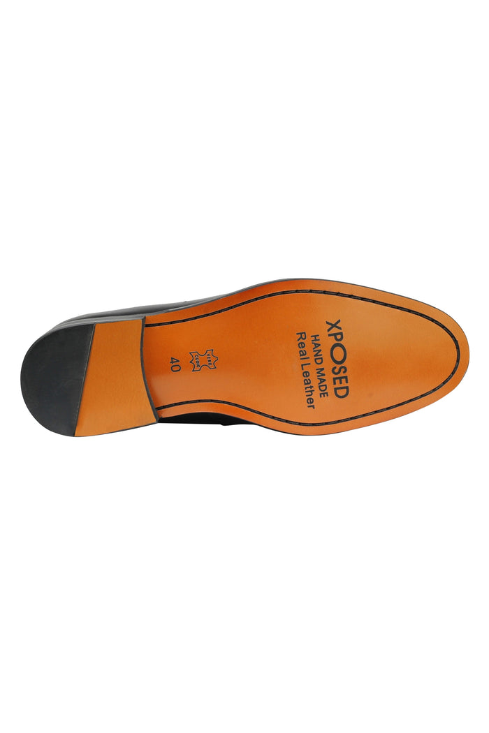 Real Leather Double Monk Loafers Black
