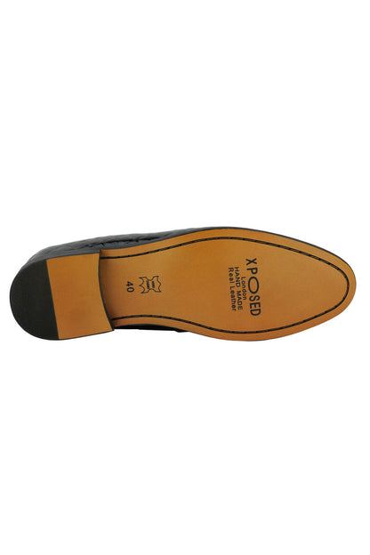 Real Leather Glossy Tassel Loafers