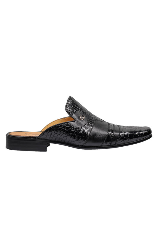 REAL LEATHER HALF SHOE IN BLACK