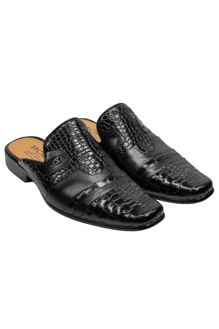 REAL LEATHER HALF SHOE IN BLACK