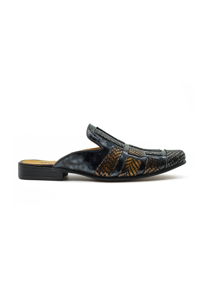 Real Leather Half Shoes Detailed Print Loafers