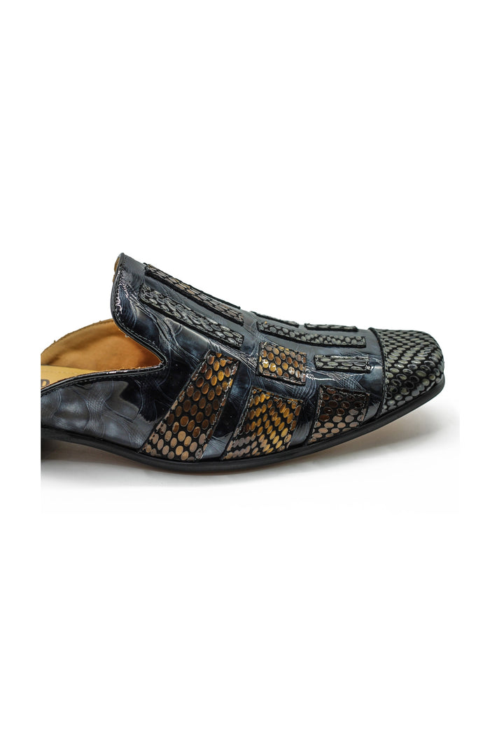 Real Leather Half Shoes Detailed Print Loafers