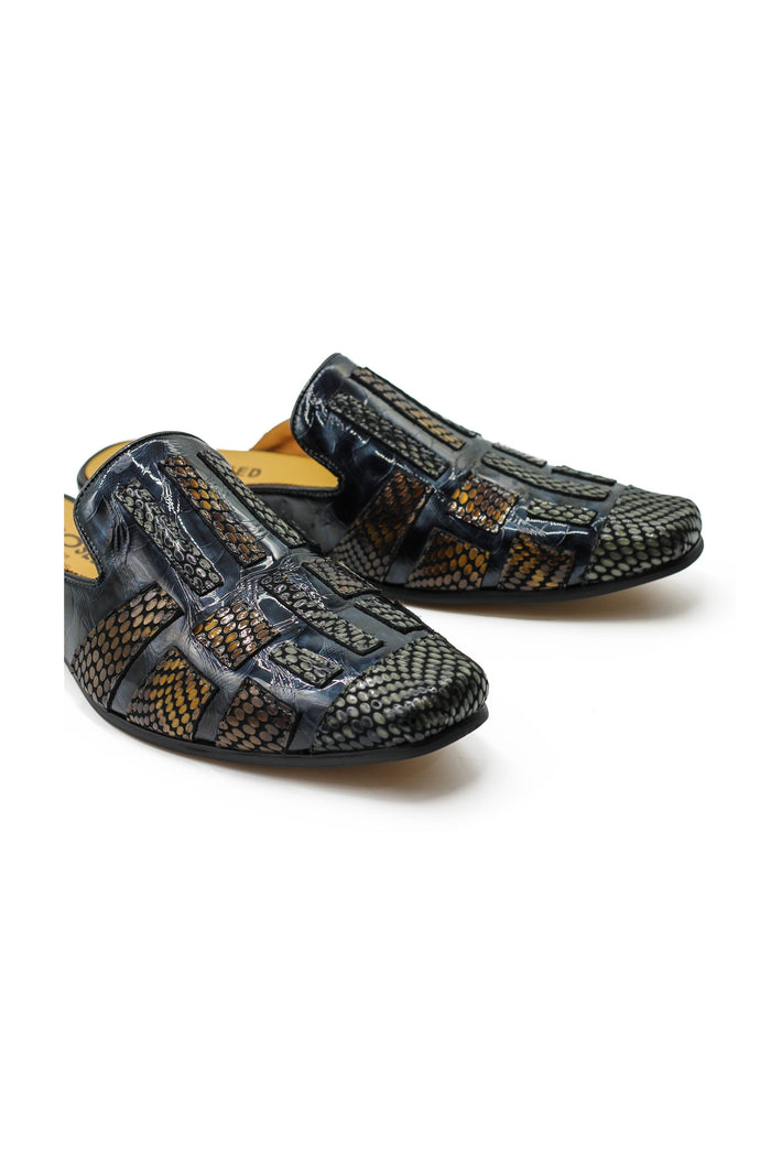 Real Leather Half Shoes Detailed Print Loafers
