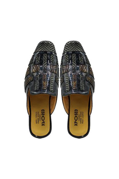 Real Leather Half Shoes Detailed Print Loafers