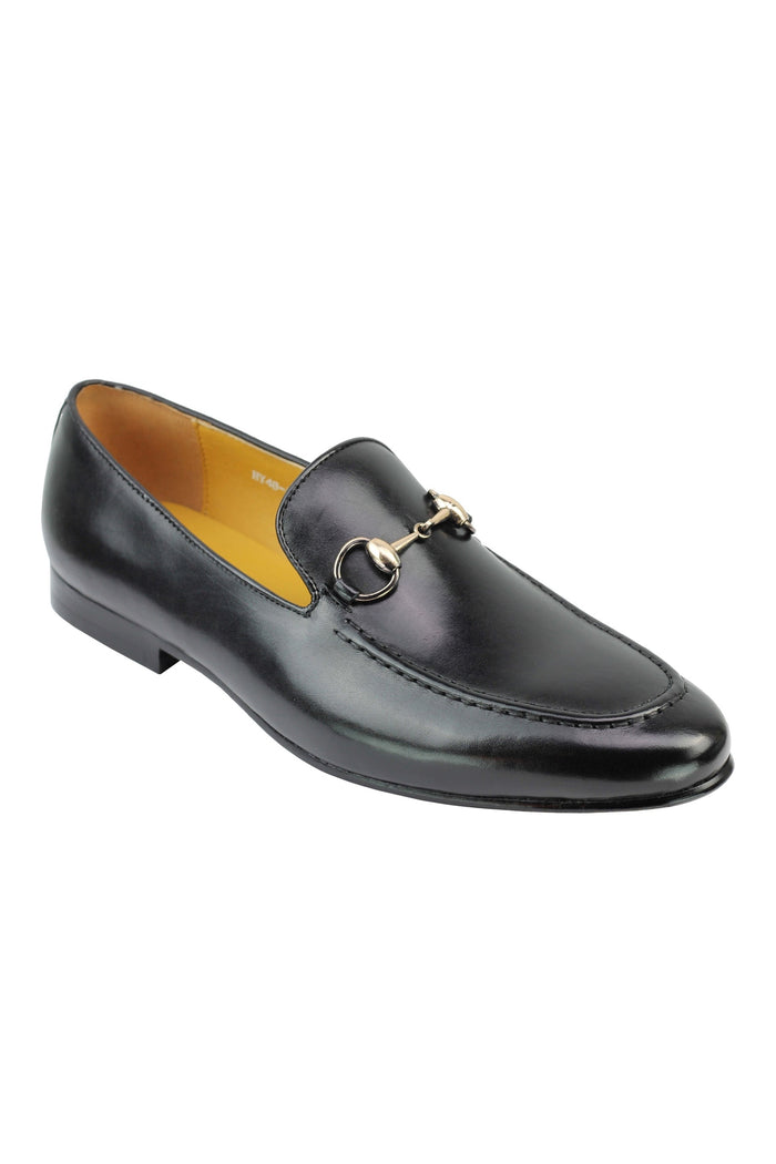Real Leather Horse bit Snaffel Black Loafers