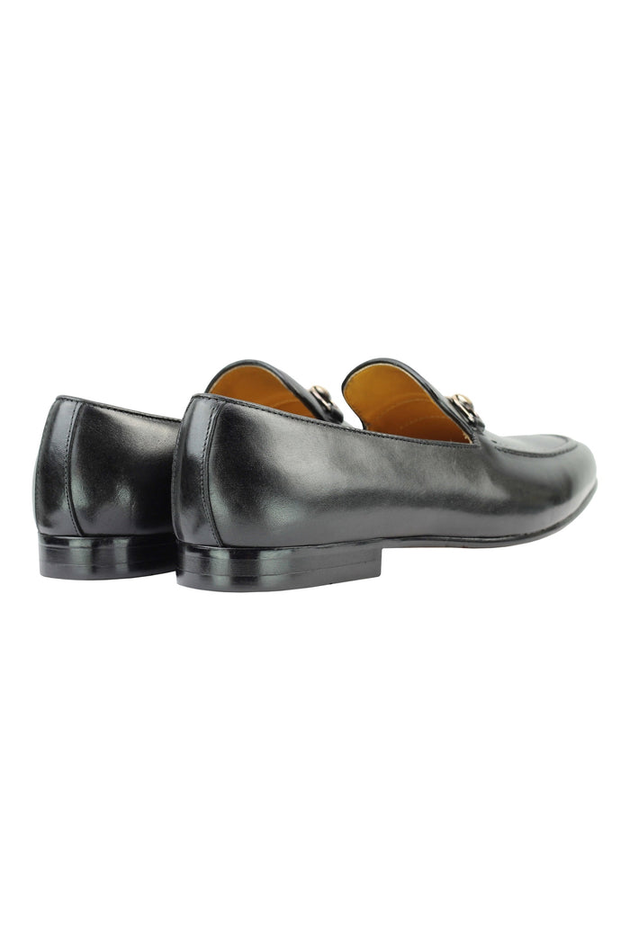 Real Leather Horse bit Snaffel Black Loafers