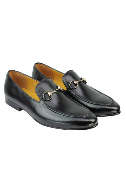 Real Leather Horse bit Snaffel Black Loafers