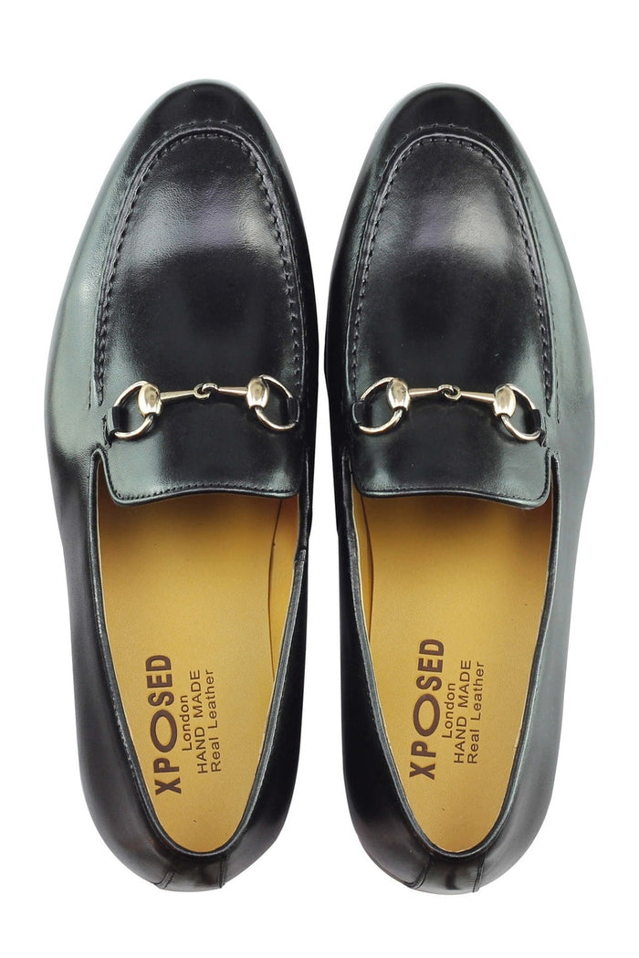Real Leather Horse bit Snaffel Black Loafers