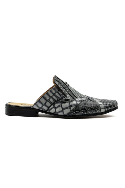 Real Leather Mens Half Shoes in Grey Black