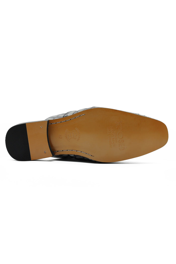 Real Leather Mens Half Shoes in Grey Black