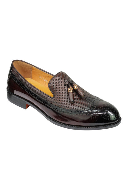 Real Leather Patent Tassel Slip Loafers