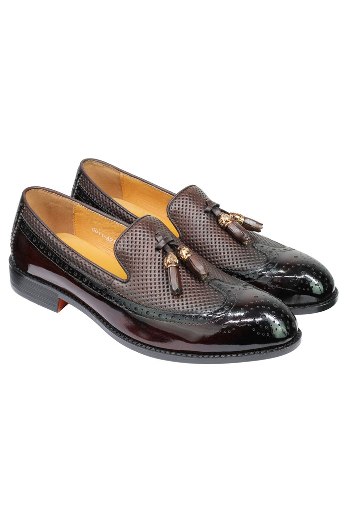 Real Leather Patent Tassel Slip Loafers