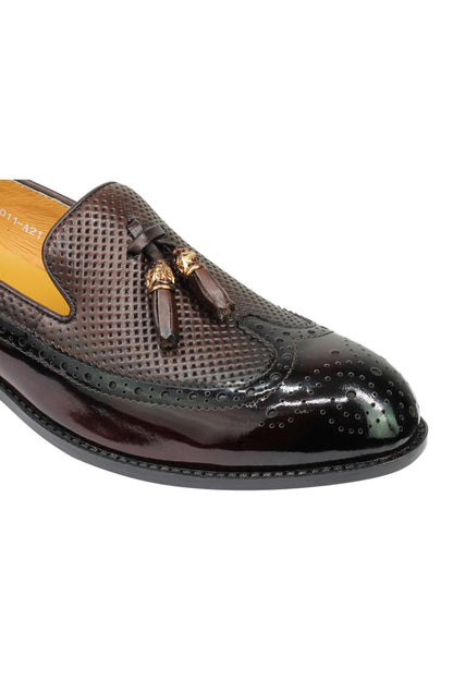 Real Leather Patent Tassel Slip Loafers
