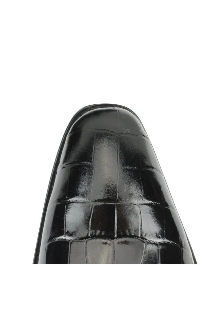 Real Leather print Black Loafers