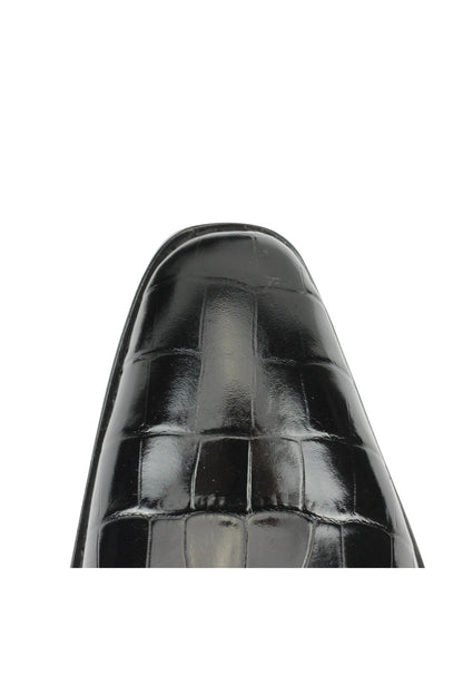 Real Leather print Black Loafers
