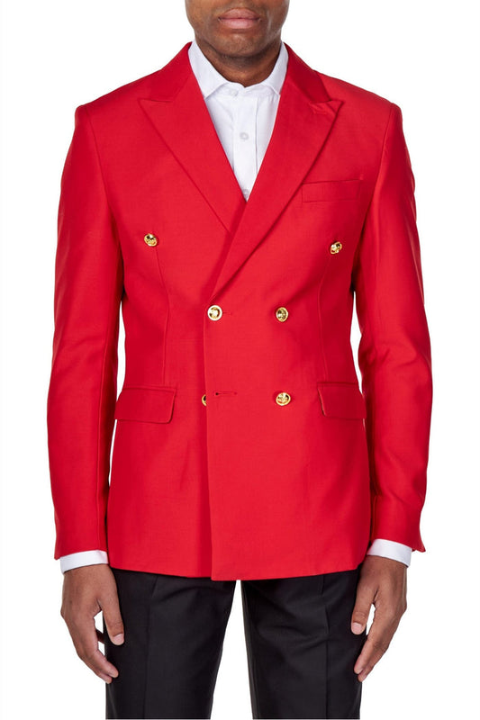 RED DOUBLE BREASTED GOLD BUTTON JACKET