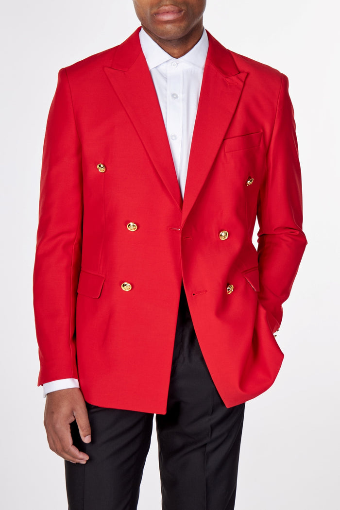 RED DOUBLE BREASTED GOLD BUTTON JACKET