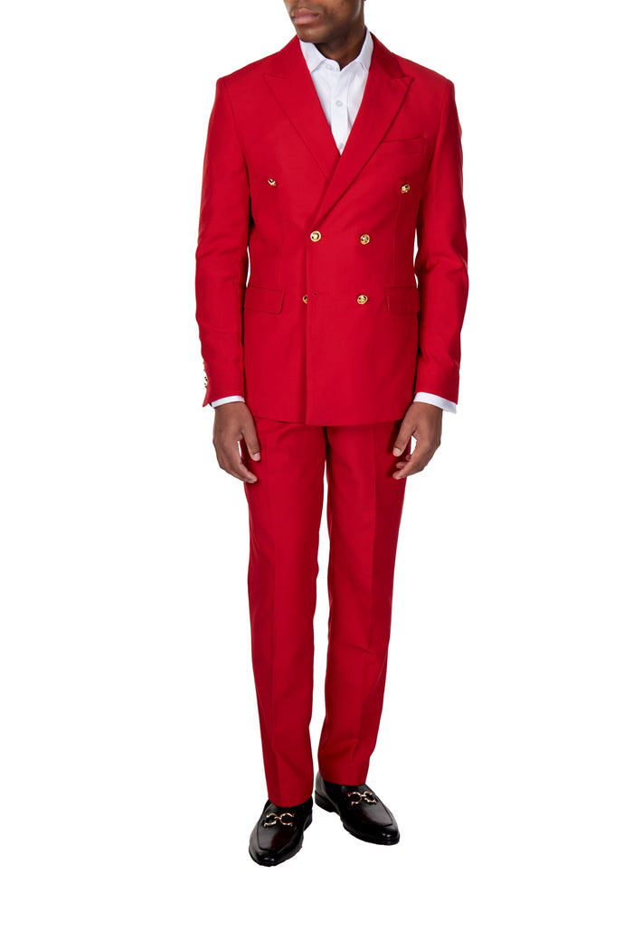 RED DOUBLE BREASTED GOLD BUTTON SUIT