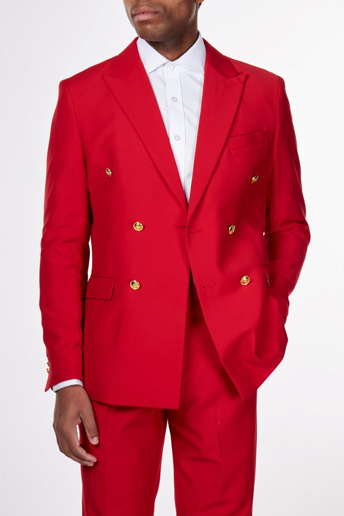 RED DOUBLE BREASTED GOLD BUTTON SUIT