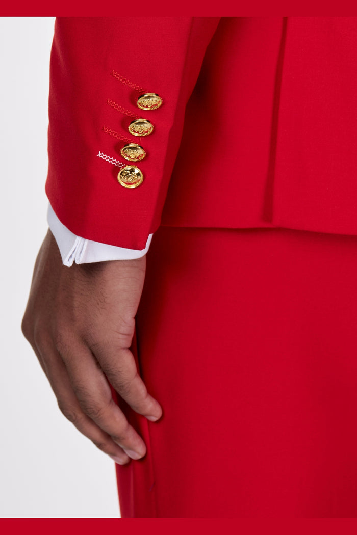 RED DOUBLE BREASTED GOLD BUTTON SUIT