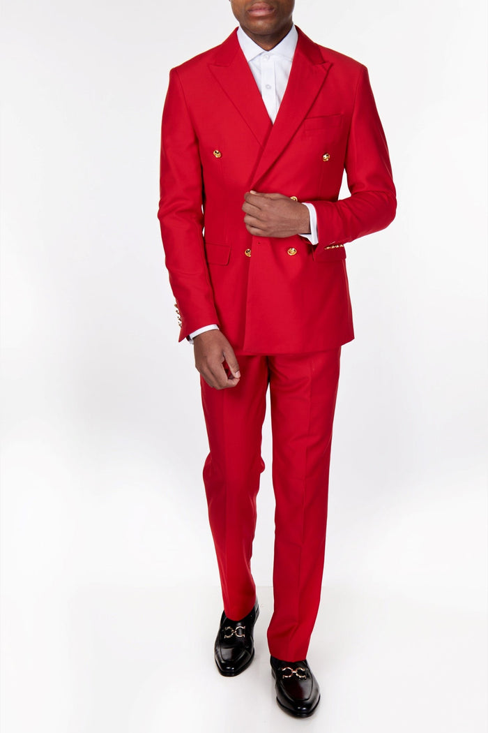 RED DOUBLE BREASTED GOLD BUTTON SUIT