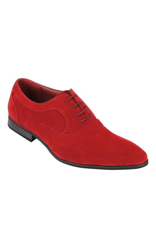 RED FAUX LEATHER LACE-UPS SHOES