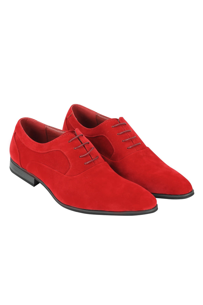 RED FAUX LEATHER LACE-UPS SHOES